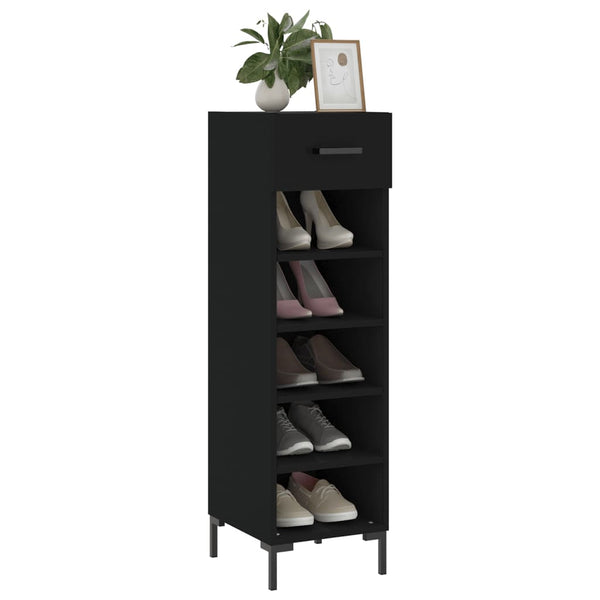 Schwarzer Schuhschrank Albinita 30x35x105cm (Holz)