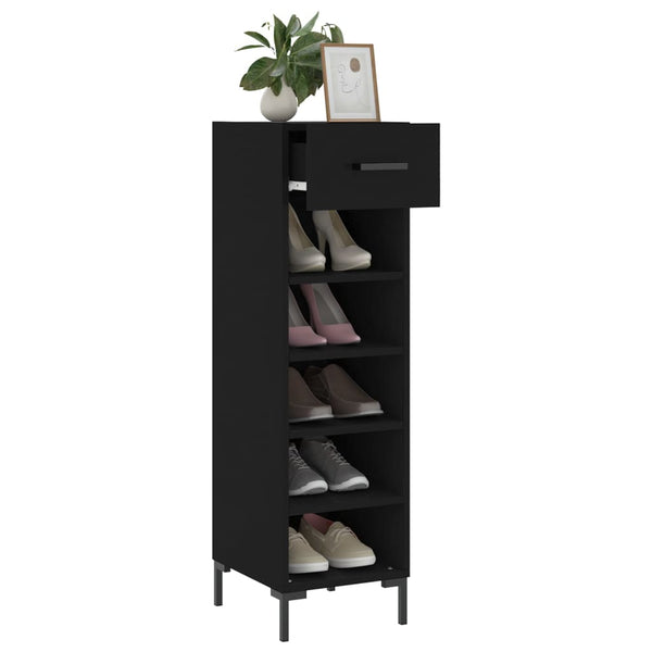 Schwarzer Schuhschrank Albinita 30x35x105cm (Holz)