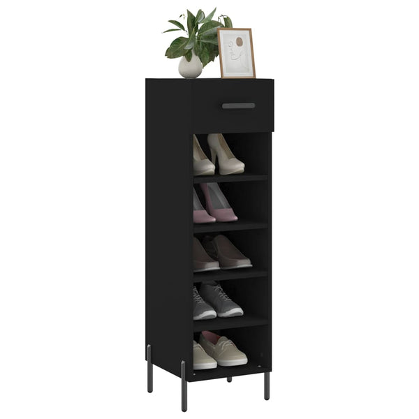 Schwarzer Schuhschrank Estill 30x35x105cm (Holz)