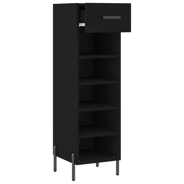 Schwarzer Schuhschrank Estill 30x35x105cm (Holz)