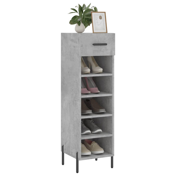Betongrauer Schuhschrank Estill 30x35x105cm (Holz)