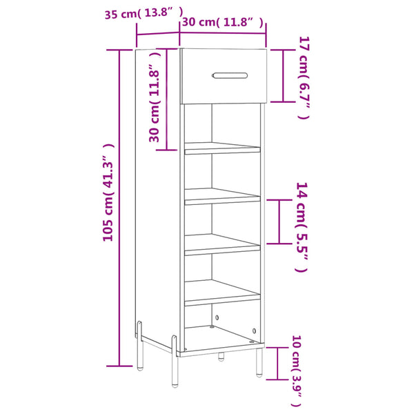 Grauer Schuhschrank Estill 30x35x105cm (Holz)