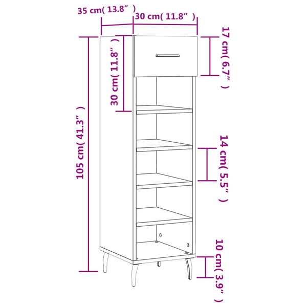 Schwarzer Schuhschrank Anmari 30x35x105cm (Holz)