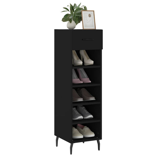 Schwarzer Schuhschrank Anmari 30x35x105cm (Holz)