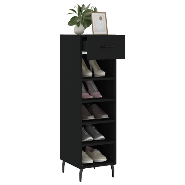 Schwarzer Schuhschrank Anmari 30x35x105cm (Holz)
