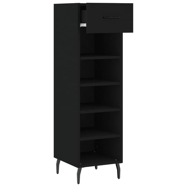 Schwarzer Schuhschrank Anmari 30x35x105cm (Holz)