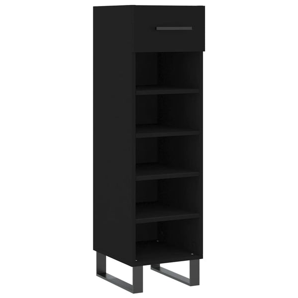 Schwarzer Schuhschrank Melek 30x35x105cm (Holz)