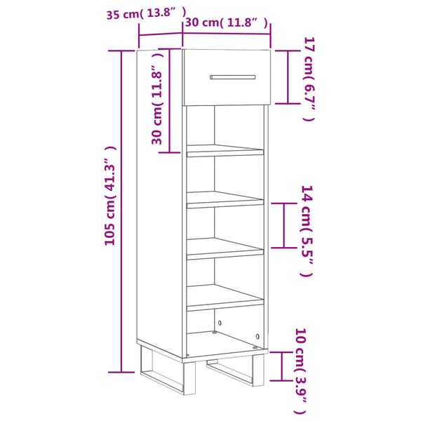 Schwarzer Schuhschrank Melek 30x35x105cm (Holz)