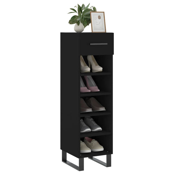 Schwarzer Schuhschrank Melek 30x35x105cm (Holz)