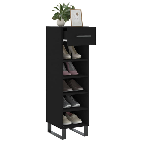 Schwarzer Schuhschrank Melek 30x35x105cm (Holz)