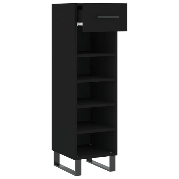 Schwarzer Schuhschrank Melek 30x35x105cm (Holz)