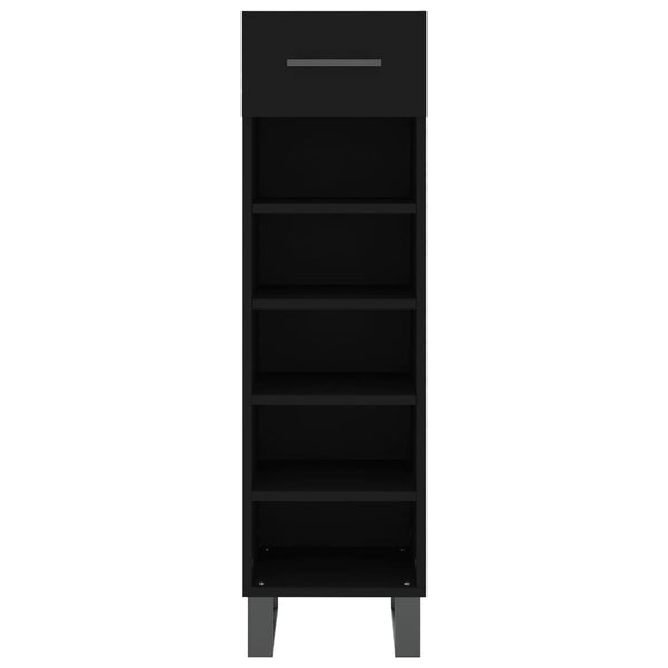 Schwarzer Schuhschrank Melek 30x35x105cm (Holz)