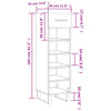 Schuhschrank Melek 30x35x105cm, Betongrau (Holz)