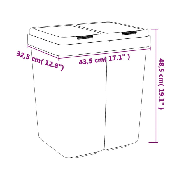 Weißer Abfalleimer Yu 2x25 L