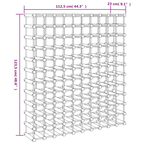 Viinipulloteline Sidney 112,5x23x123,5cm (120 pullolle mänty)