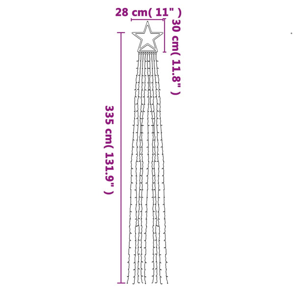 Kaltweiße LED-Lichterkette für den Weihnachtsbaum Shlomith 375 cm