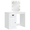 Weißer Schminktisch mit LED-Beleuchtung Cristina 90x42x132,5cm