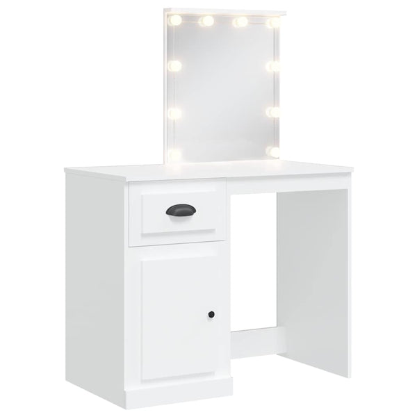 Weißer Schminktisch mit LED-Beleuchtung Cristina 90x42x132,5cm