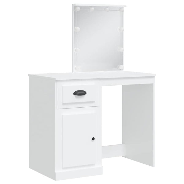 Weißer Schminktisch mit LED-Beleuchtung Cristina 90x42x132,5cm