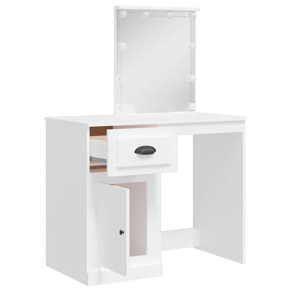 Weißer Schminktisch mit LED-Beleuchtung Cristina 90x42x132,5cm