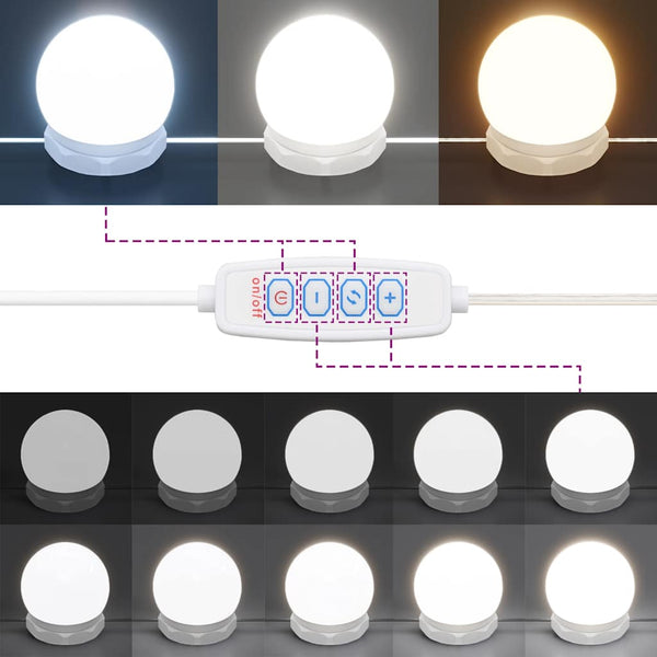 Weißer Schminktisch mit LED-Beleuchtung Cristina 90x42x132,5cm