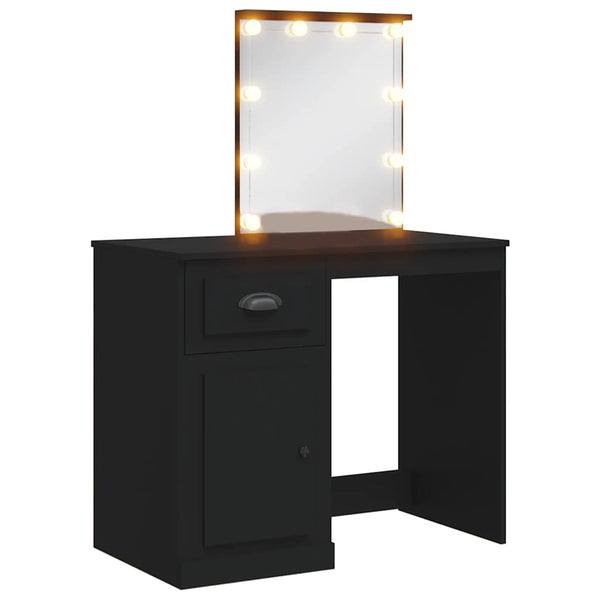 Musta peilipöytä led-valoilla Crisitna 90x42x132,5cm