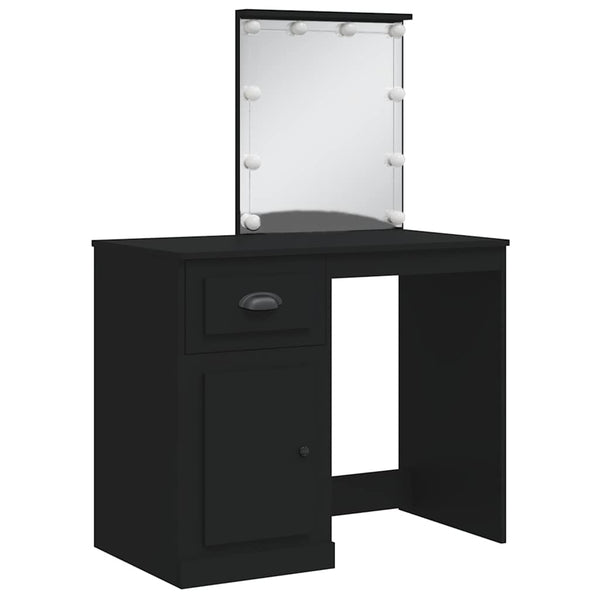 Musta peilipöytä led-valoilla Crisitna 90x42x132,5cm