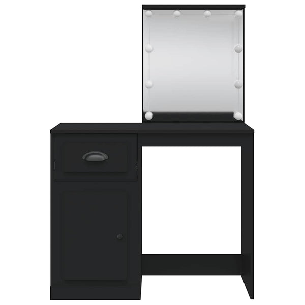 Musta peilipöytä led-valoilla Crisitna 90x42x132,5cm