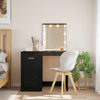 Musta peilipöytä led-valoilla Crisitna 90x42x132,5cm