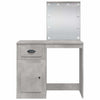 Betongrauer Schminktisch mit LED-Beleuchtung Crisitna 90x42x132,5cm
