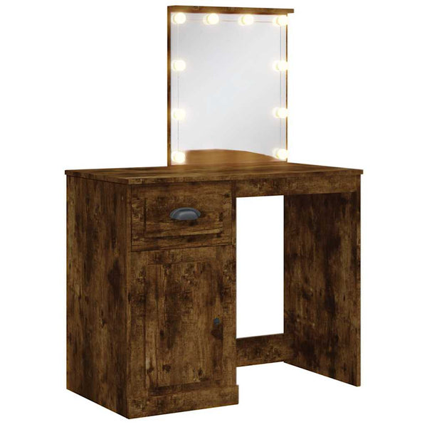 Spiegeltisch aus Rauchereiche mit LED-Beleuchtung Crisitna 90x42x132,5cm