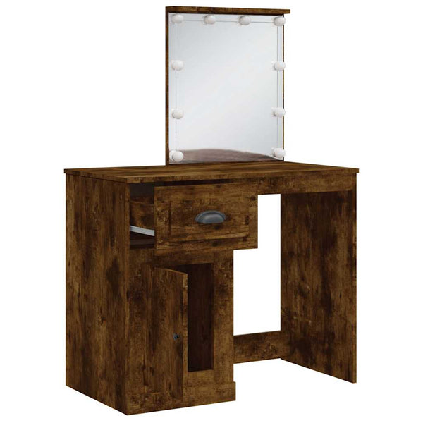 Spiegeltisch aus Rauchereiche mit LED-Beleuchtung Crisitna 90x42x132,5cm
