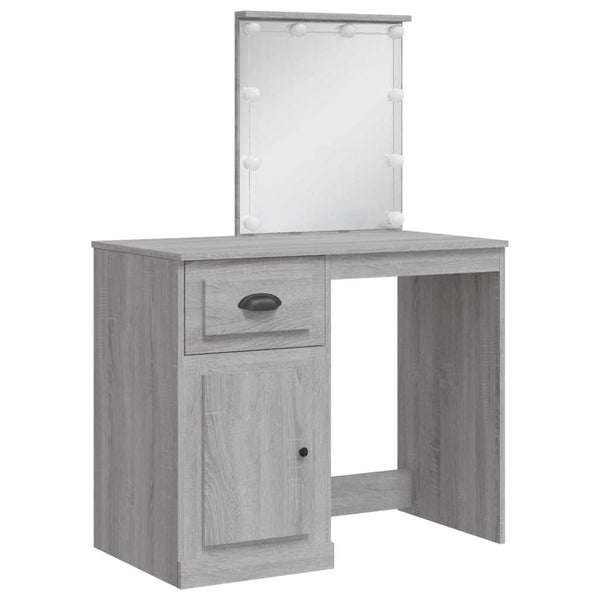Harmaa peilipöytä led-valoilla Crisitna 90x42x132,5cm