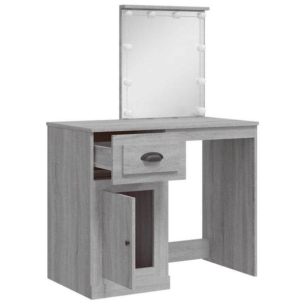Harmaa peilipöytä led-valoilla Crisitna 90x42x132,5cm
