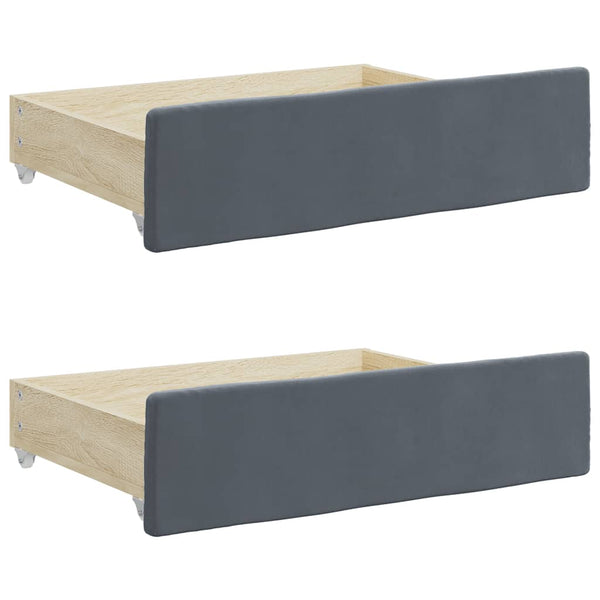 Graue Bettaufbewahrungsboxen Tor (2 Stk. dkl.grau Holz und Samt)