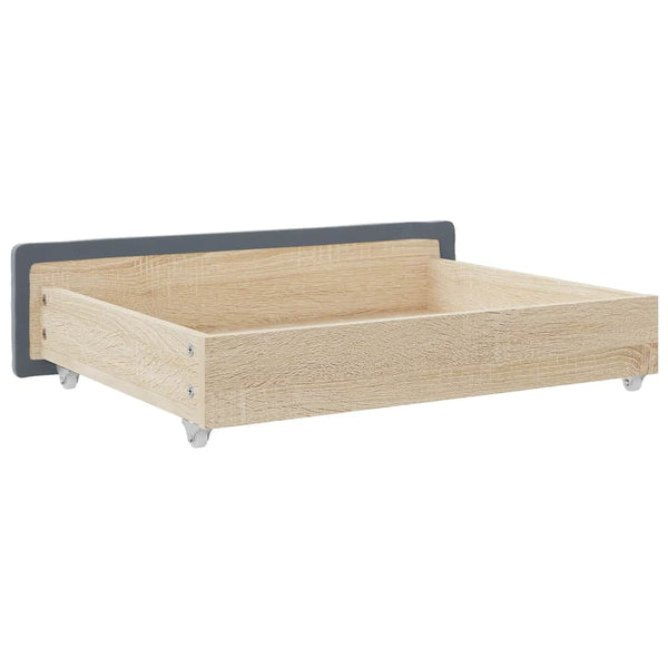 Graue Bettaufbewahrungsboxen Tor (2 Stk. dkl.grau Holz und Samt)