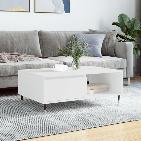 Weißer Couchtisch Claus 90x60x35cm (Holz)