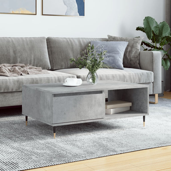 Couchtisch Claus 90x60x35cm, Betongrau (Holz)