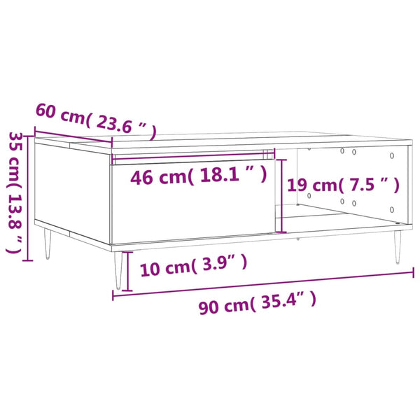 Grauer Couchtisch Claus 90x60x35cm (Holz)