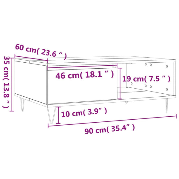 Grauer Couchtisch Solution 90x60x35cm (Holz)