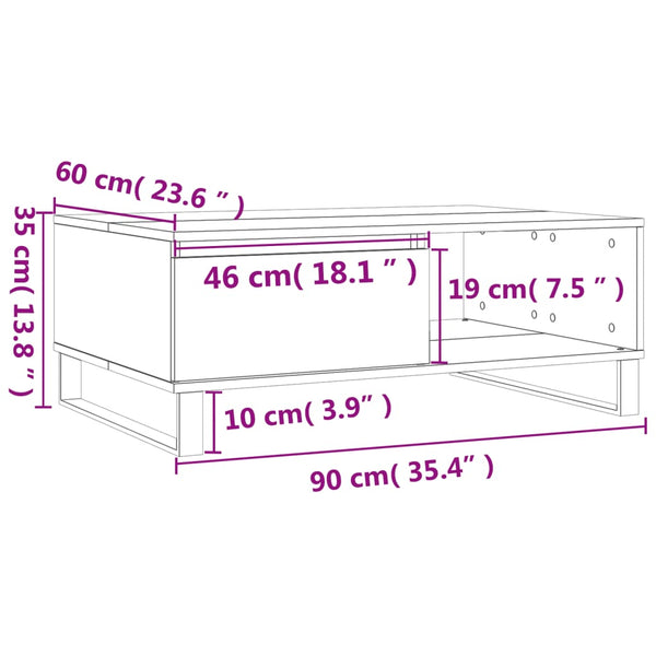 Grauer Couchtisch Shanequa 90x60x35cm (Holz)