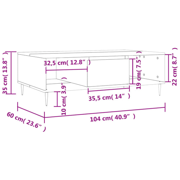 Grauer Couchtisch Chirachita 104x60x35cm (Holz)