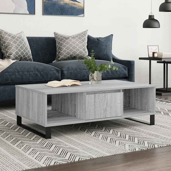 Grauer Couchtisch Finu 104x60x35cm (Holz)