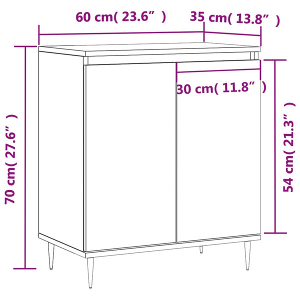 Sideboard Lachita aus Räuchereiche 60x35x70cm (Holz)
