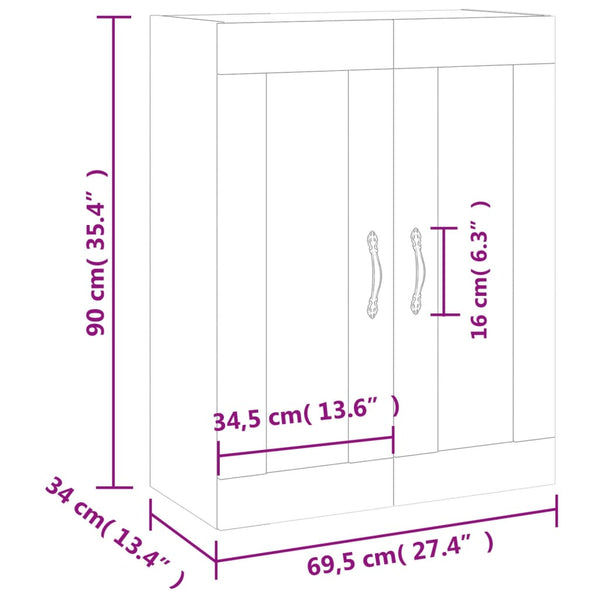 Weißer wandmontierter Schrank Onutiu 69,5x34x90cm