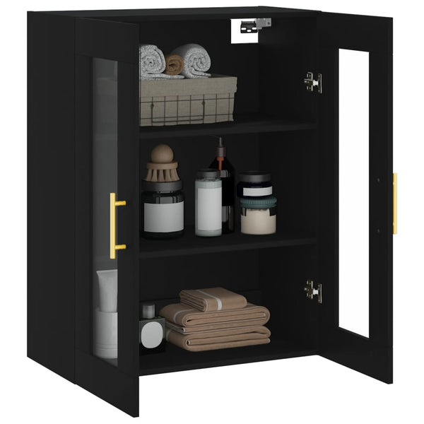 Schwarzer Wandschrank Stefia 69,5x34x90cm