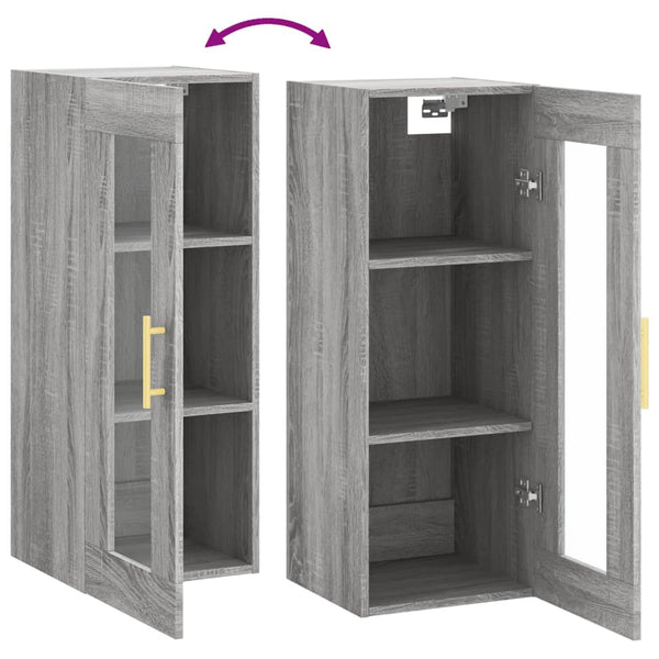 Grauer, wandmontierter Schrank Jeanne 34,5x34x90cm (Sonoma)