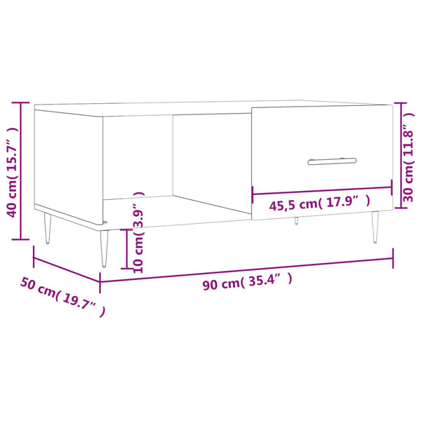 Schwarzer Couchtisch Debretin 90x50x40cm (Holz)