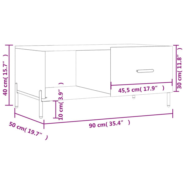 Grauer Couchtisch Dorinuta 90x50x40cm (Holz)