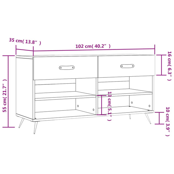 Graue Schuhbank Chelsy 102x35x55cm (Holz)